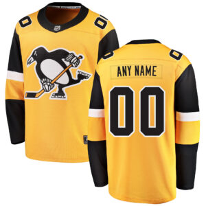 Men's Fanatics Branded Gold Pittsburgh Penguins Alternate Breakaway Custom Jersey