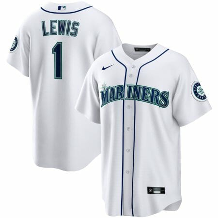 Men's Nike Kyle Lewis White Seattle Mariners Replica Player Name Jersey
