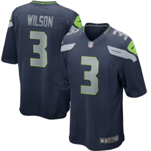 Men's Nike Russell Wilson Navy Seattle Seahawks Game Player Jersey