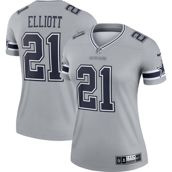 Women's Nike Ezekiel Elliott Gray Dallas Cowboys Inverted Legend Jersey