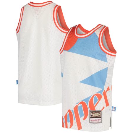 Youth Mitchell & Ness White LA Clippers Hardwood Classics Big Face 2.0 Jersey