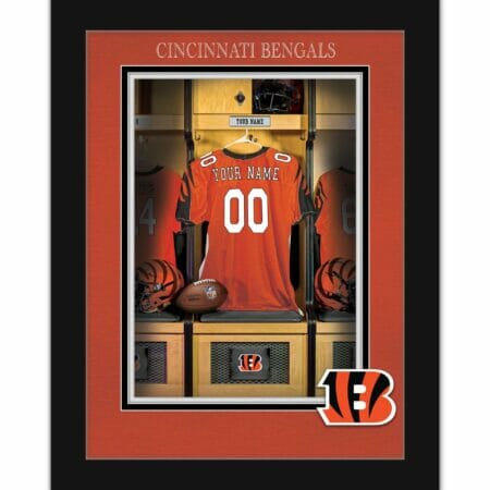 Black Cincinnati Bengals 12'' x 16'' Personalized Team Jersey Print