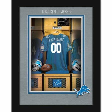 Black Detroit Lions 12'' x 16'' Personalized Team Jersey Print