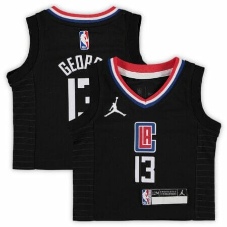 Infant Jordan Brand Paul George Black LA Clippers 2020/21 Jersey - Statement Edition