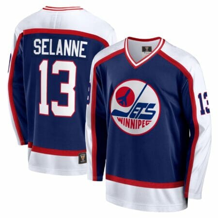 Men's Fanatics Branded Teemu Selanne Navy Winnipeg Jets Breakaway Retired Player Jersey