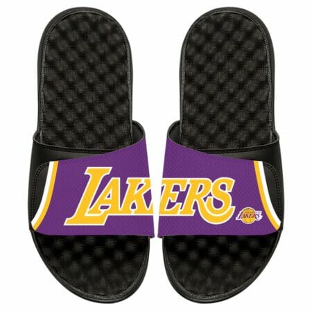 Men's ISlide Black Los Angeles Lakers Statement Jersey Split Slide Sandals