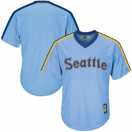 Men's Majestic Light Blue Seattle Mariners Cooperstown Cool Base Replica Team Jersey