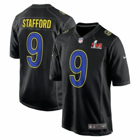 Men's Nike Matthew Stafford Black Los Angeles Rams Super Bowl LVI Game Fashion Jersey