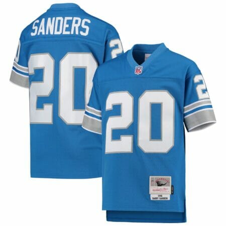 Youth Mitchell & Ness Barry Sanders Blue Detroit Lions 1996 Legacy Retired Player Jersey