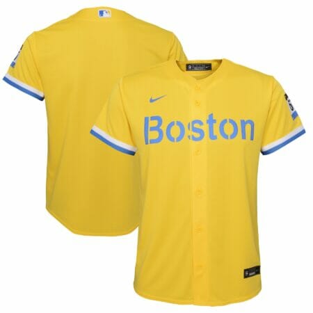 Youth Nike Gold/Light Blue Boston Red Sox 2021 City Connect Replica Team Jersey