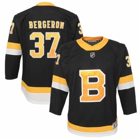 Youth Patrice Bergeron Black Boston Bruins Alternate Premier Player Jersey