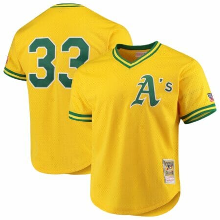 Men's Mitchell & Ness Jose Canseco Gold Oakland Athletics Cooperstown Collection Mesh Batting Practice Jersey