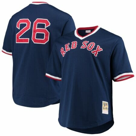 Men's Mitchell & Ness Wade Boggs Navy Boston Red Sox Big & Tall Cooperstown Collection Mesh Batting Practice Jersey