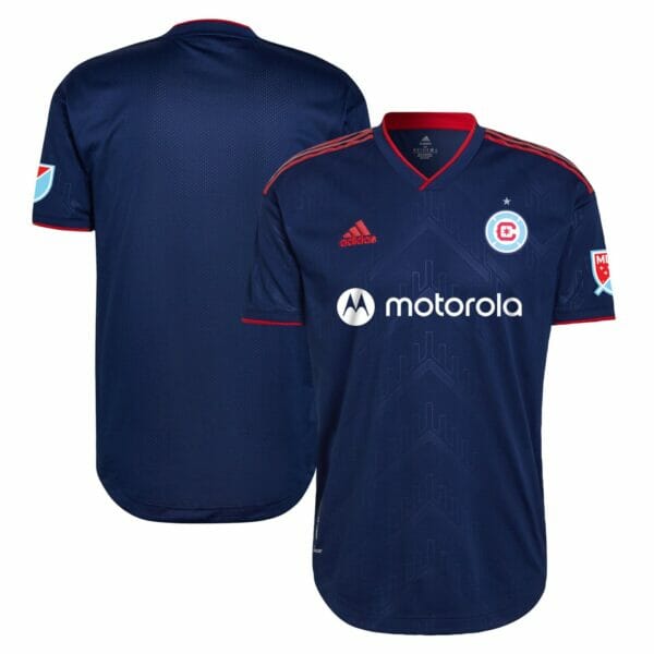 Men's adidas Blue Chicago Fire 2022 Water Tower Kit Authentic Blank Jersey