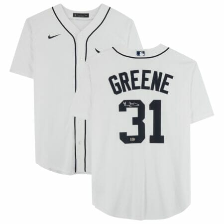 Riley Greene White Detroit Tigers Autographed Nike Replica Jersey