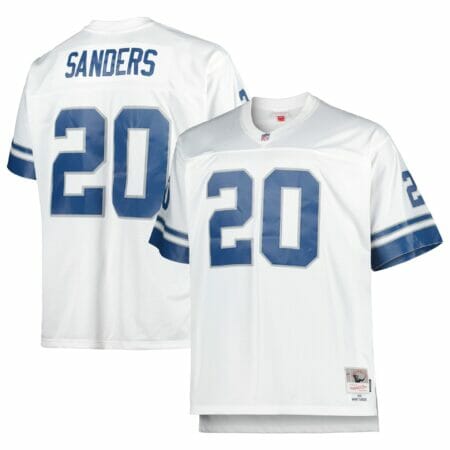 Men's Mitchell & Ness Barry Sanders White Detroit Lions Big & Tall 1996 Retired Player Replica Jersey