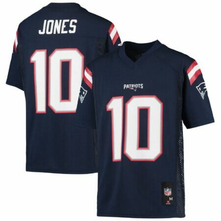 Youth Mac Jones Navy New England Patriots Replica Player Jersey