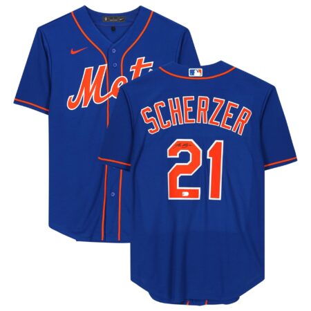 Max Scherzer Royal New York Mets Autographed Nike Replica Jersey
