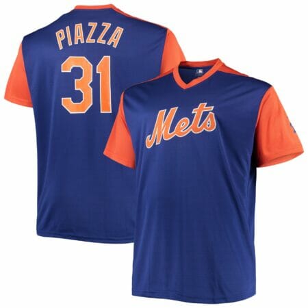 Men's Mike Piazza Royal/Orange New York Mets Cooperstown Collection Player Replica Jersey