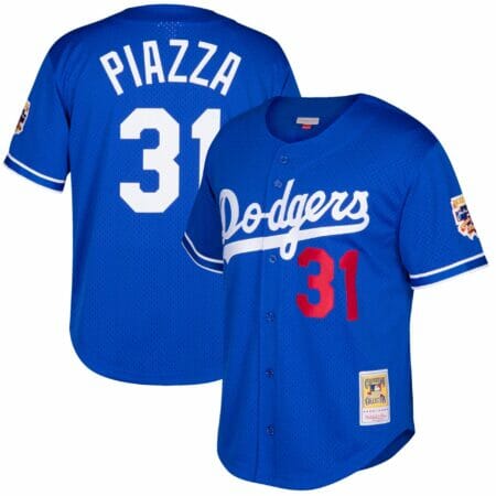 Men's Mitchell & Ness Mike Piazza Royal Los Angeles Dodgers Cooperstown Collection Mesh Batting Practice Jersey