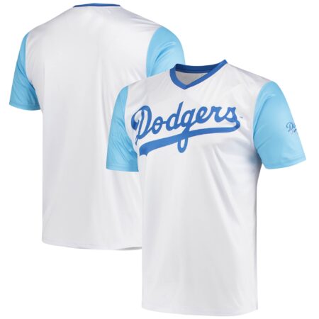Men's Stitches White Los Angeles Dodgers Cooperstown Collection Wordmark V-Neck Jersey