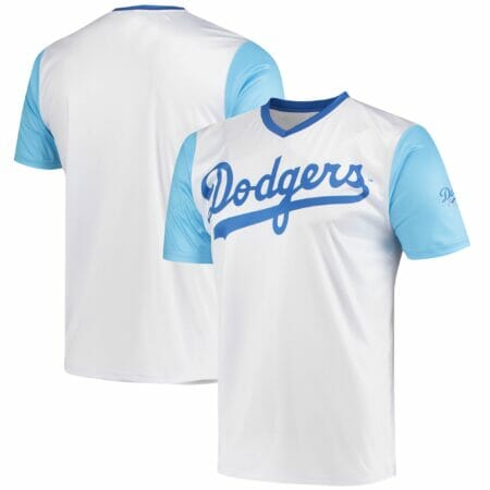 Men's Stitches White Los Angeles Dodgers Cooperstown Collection Wordmark V-Neck Jersey