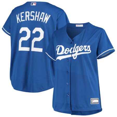 Women's Clayton Kershaw Royal Los Angeles Dodgers Plus Size Replica Player Jersey