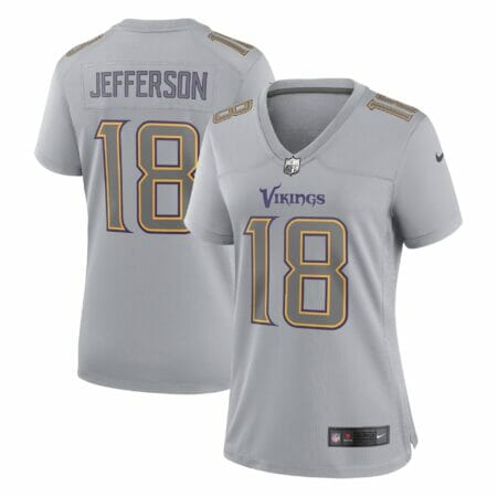 Women's Nike Justin Jefferson Gray Minnesota Vikings Atmosphere Fashion Game Jersey
