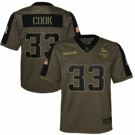 Youth Nike Dalvin Cook Olive Minnesota Vikings 2021 Salute To Service Game Jersey