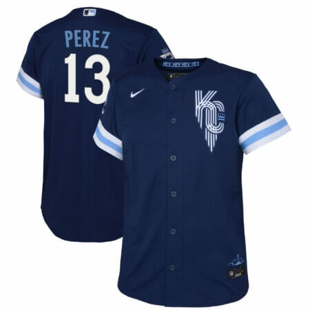 Youth Nike Salvador Perez Navy Kansas City Royals 2022 City Connect Replica Player Jersey