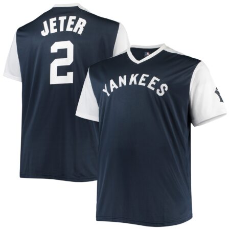 Men's Derek Jeter Navy/White New York Yankees Cooperstown Collection Player Replica Jersey