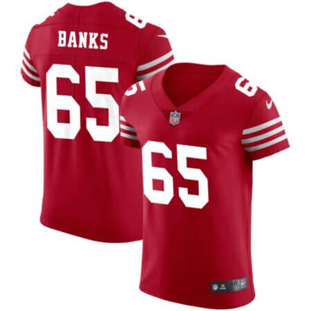 Aaron Banks Men's Nike Scarlet San Francisco 49ers Vapor Elite Custom Jersey