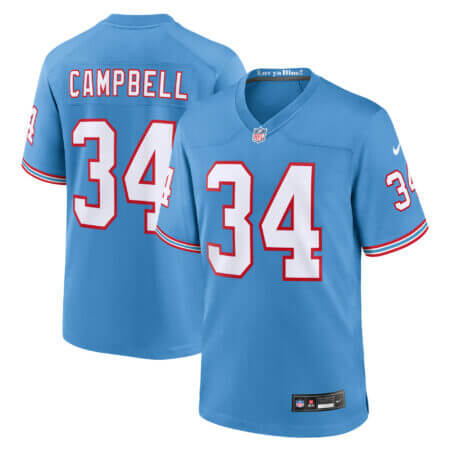 Men's Nike Earl Campbell Light Blue Tennessee Titans Oilers Throwback Retired Player Game Jersey
