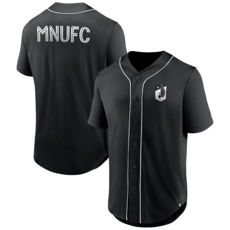 Men's Fanatics Branded Black Minnesota United FC Third Period Fashion Baseball Button-Up Jersey