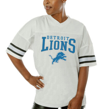 Women's Gameday Couture White Detroit Lions Top Recruit Side Slit V-Neck Fashion Jersey
