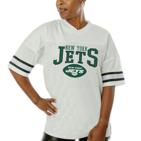Women's Gameday Couture White New York Jets Top Recruit Side Slit V-Neck Fashion Jersey