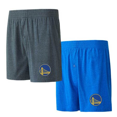 Men's Concepts Sport Royal/Charcoal Golden State Warriors Two-Pack Jersey-Knit Boxer Set